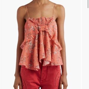 Isabel Marant Peach Floral Ruffle Camisole